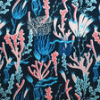 Printed Spandex Coral Reef on Navy