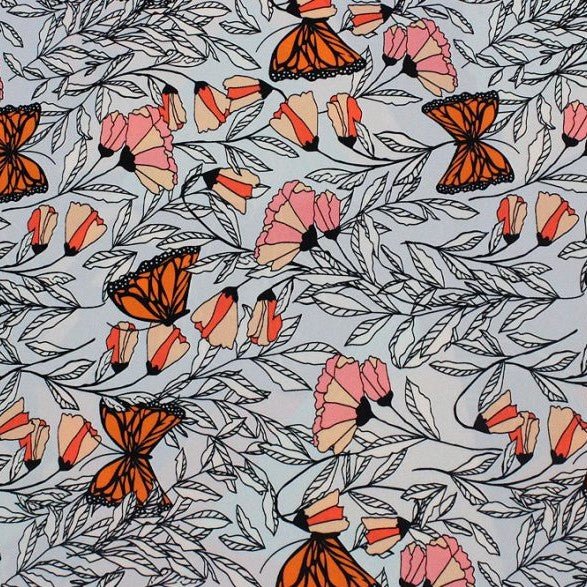Printed Spandex Monarch Garden Floral