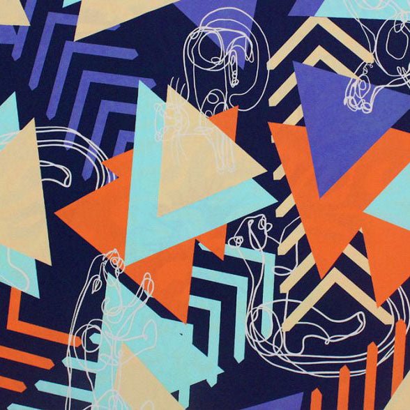 Printed Spandex Cat Line Drawing Fabric