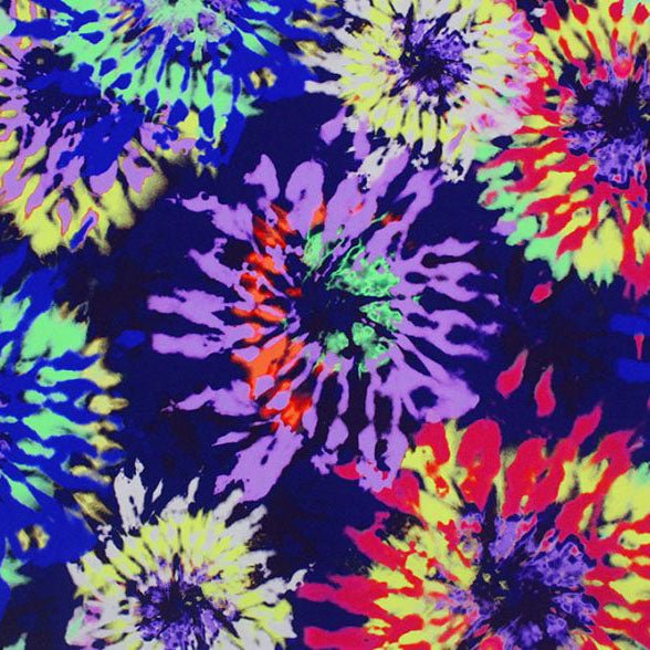 Trippy Hippie Nylon Spandex Fabric - Printed Multicolor, 55/56" Width (1 Yard)