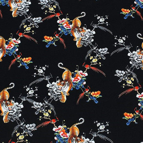 Wild Tiger Printed Nylon Spandex Fabric - Tiger Print, Blue Moon, 55/56" Width (1 Yard)