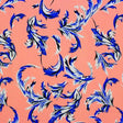 Blue Feathers Printed Nylon Spandex Fabric - Blue Feathers Print, 55/56" Width (1 Yard)