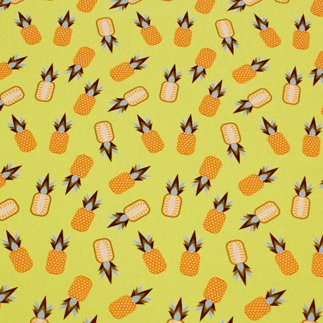Printed Spandex Kawaii Pineapple Party Yellow