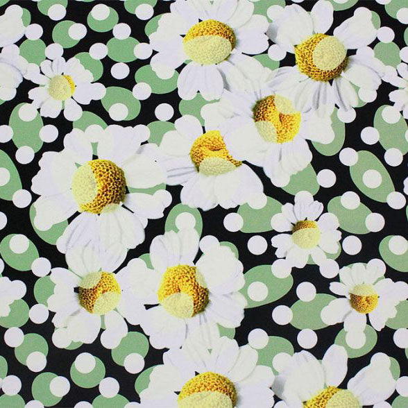 Dotted Daisies Printed Nylon Spandex Fabric - Blue Dotted Daisies, 55/56" Width (1 Yard)