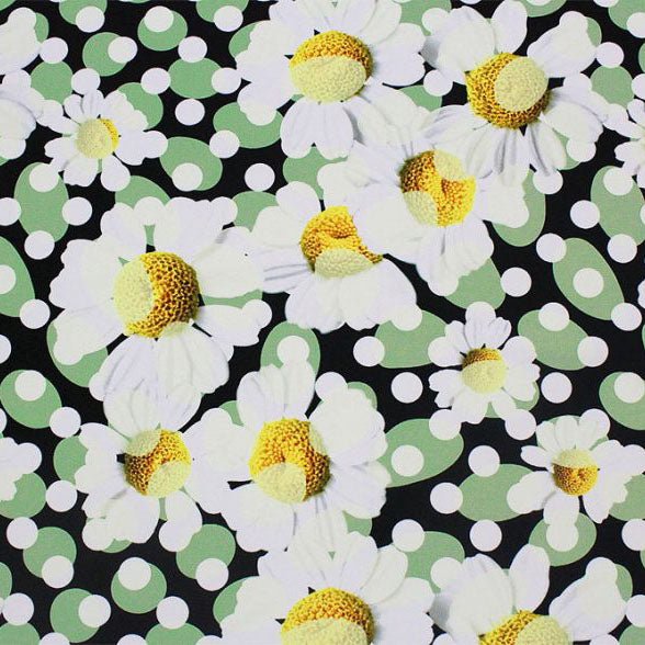 Printed Spandex Dotted Daisies Blue