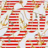 Printed Spandex Anchors and Nautical Stripes