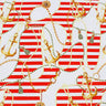 Anchors And Nautical Stripes Nylon Spandex Fabric - Red/Gold, Blue/White, 55/56" Width (1 Yard)