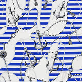 Printed Spandex Anchors and Nautical Stripes