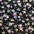 Printed Spandex Wild Flowers on Black