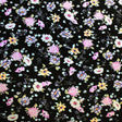 Wild Flowers On Black Nylon Spandex Fabric - Black Floral Print, 55/56" Width (1 Yard)