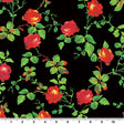 Red Rose Vine Nylon Spandex Fabric - Black Printed Floral Vine, 55/56" Width (1 Yard)