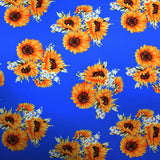 Printed Spandex Fabric Sunflower Clusters