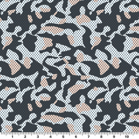 Pop Art Camouflage Printed Nylon Spandex Fabric - Charcoal/Light Pink, 55/56" Width (1 Yard)