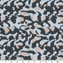 Pop Art Camouflage Nylon Spandex Fabric - Charcoal/Light Pink, Teal/Orange, 55/56" Width, 4-Way Stretch (1 Yard)