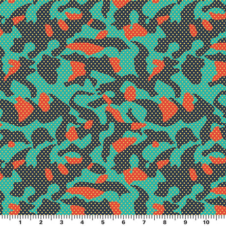 Pop Art Camouflage Printed Nylon Spandex Fabric - Charcoal/Light Pink, 55/56" Width (1 Yard)