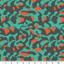 Pop Art Camouflage Nylon Spandex Fabric - Charcoal/Light Pink, Teal/Orange, 55/56" Width, 4-Way Stretch (1 Yard)