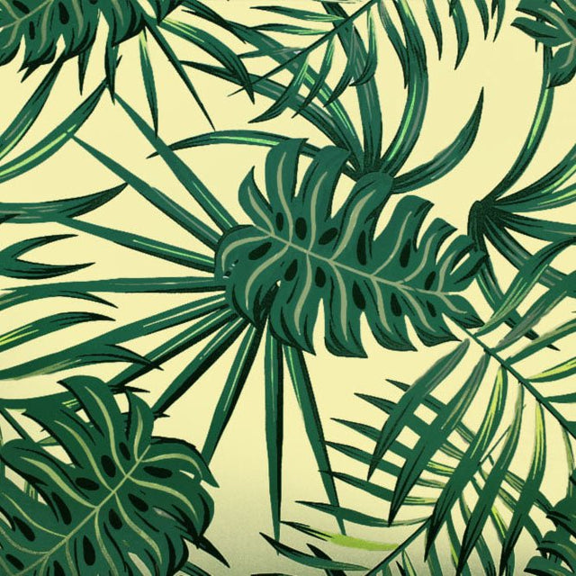 Printed Spandex Palm Fronds Monstera Green