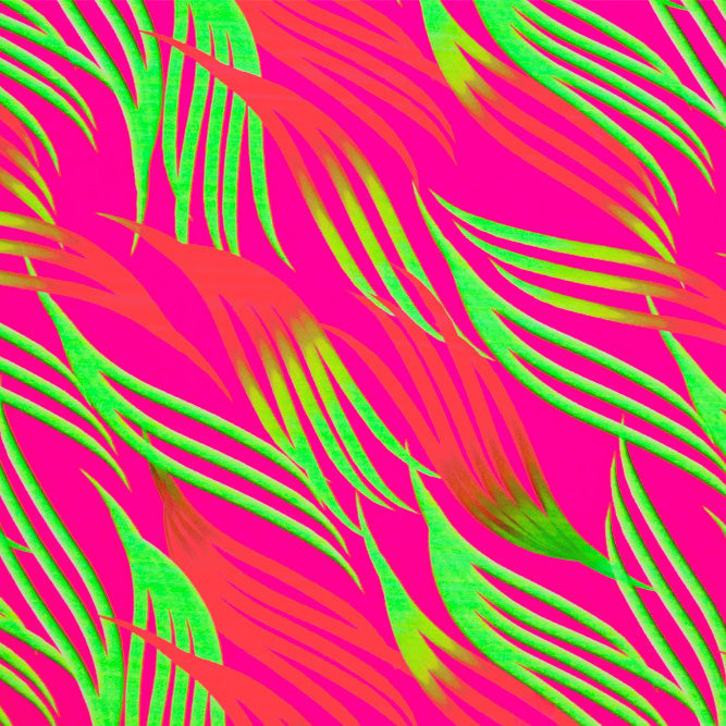 Abstract Tossed Fronds Nylon Spandex Fabric - Pink/Blue Abstract Tossed Fronds, 55/56" Width (1 Yard)