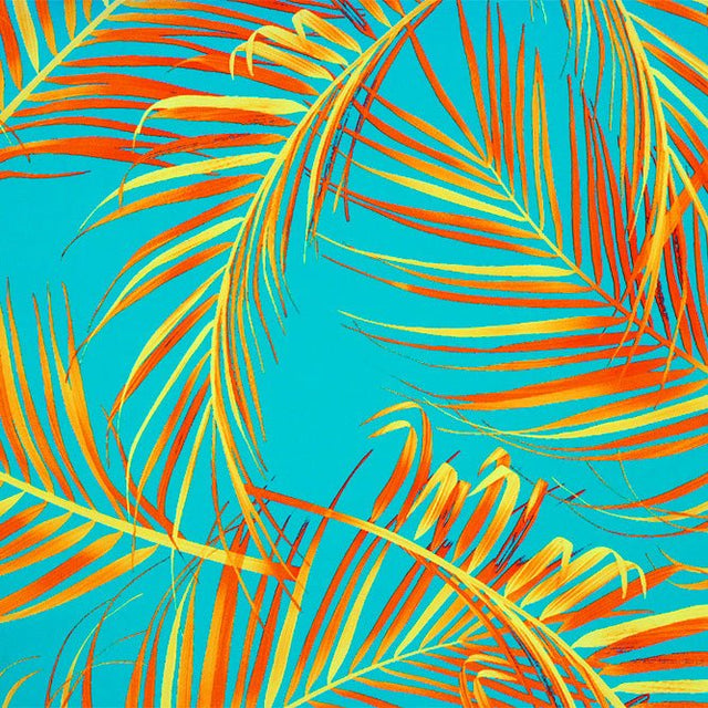 Printed Spandex Fabric Palm Leaves Multicolor