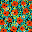 Leopard Hibiscus Printed Nylon Spandex Fabric - Multicolor Leopard Hibiscus Print, 55/56" Width (1 Yard)