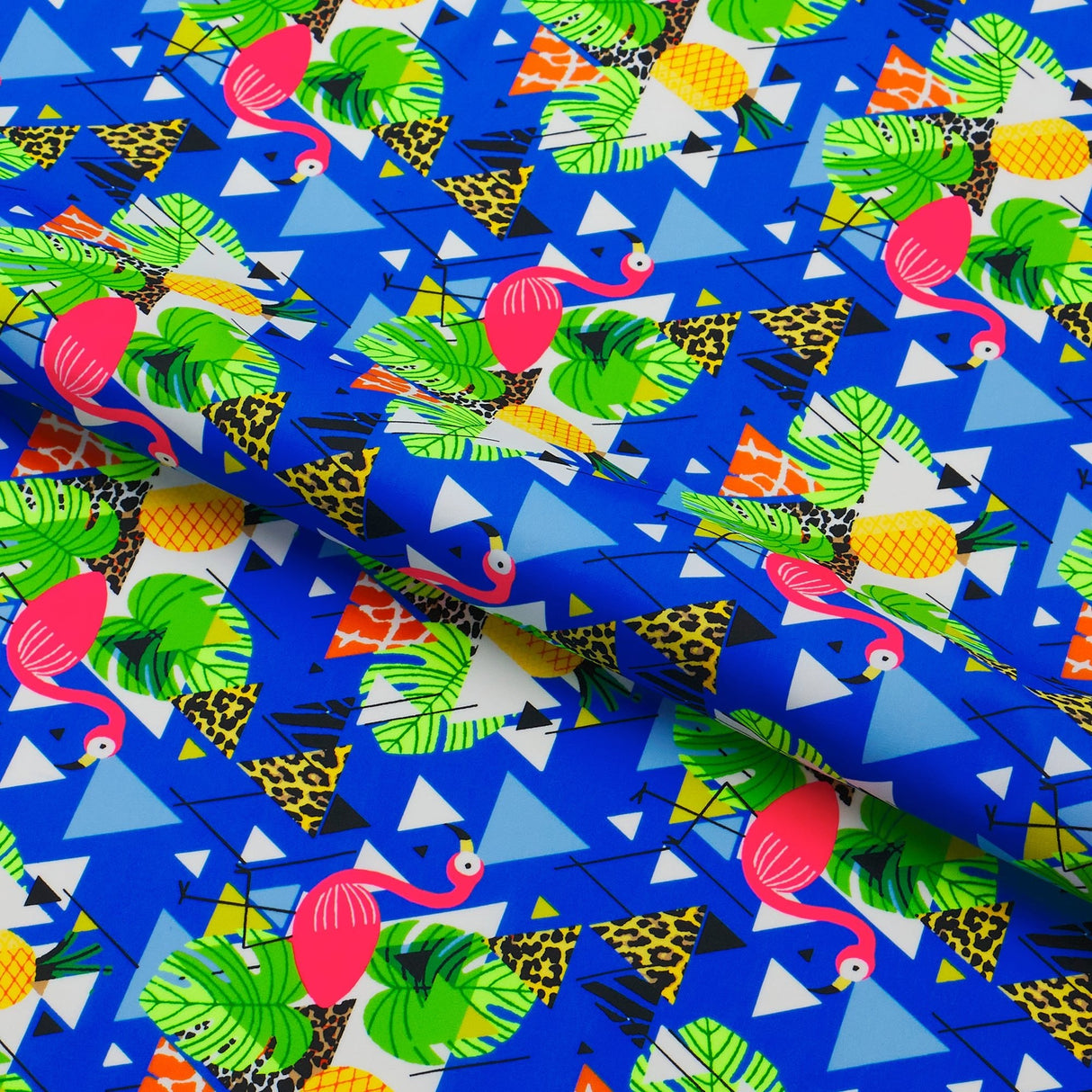 Printed Spandex Fabric Multicolor Flamingo