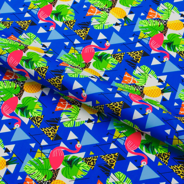 Printed Spandex Fabric Multicolor Flamingo