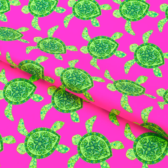 Lucid Aquatic Turtles Nylon Spandex Fabric - Blue, Turtle Print, 55/56" Width (1 Yard)