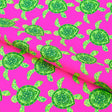 Printed Spandex Fabric Aquatic Turtles Blue