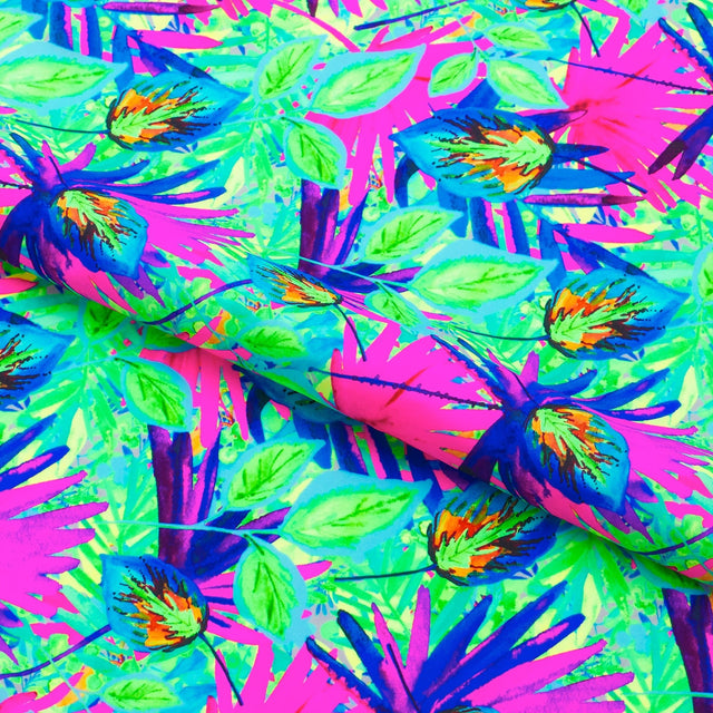 Printed Spandex Fabric Punk Palms Multicolor