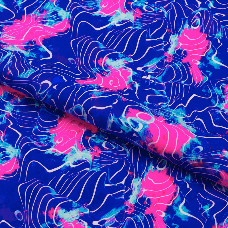 Paintball Waves Printed Nylon Spandex Fabric - Multicolor Paintball Waves Print, 56" Width (1 Yard)