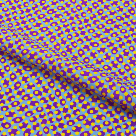 Lava Lamp Dots Nylon Spandex Fabric - Printed, Purple/Yellow, 58/60" Width (1 Yard)