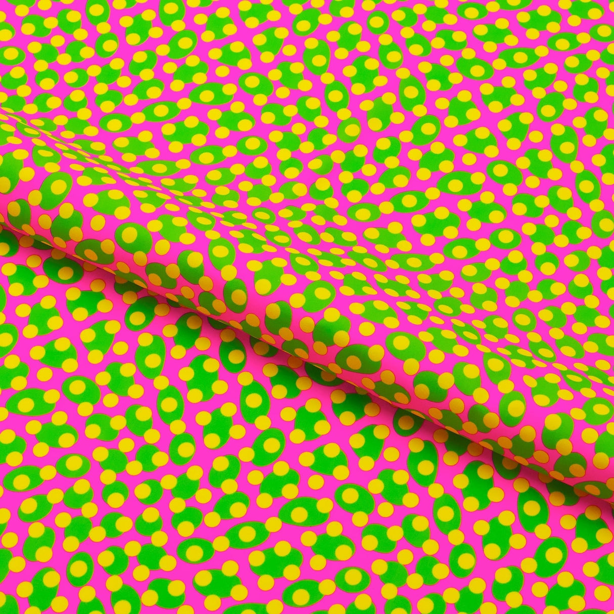 Lava Lamp Dots Nylon Spandex Fabric - Printed, Purple/Yellow, 58/60" Width (1 Yard)