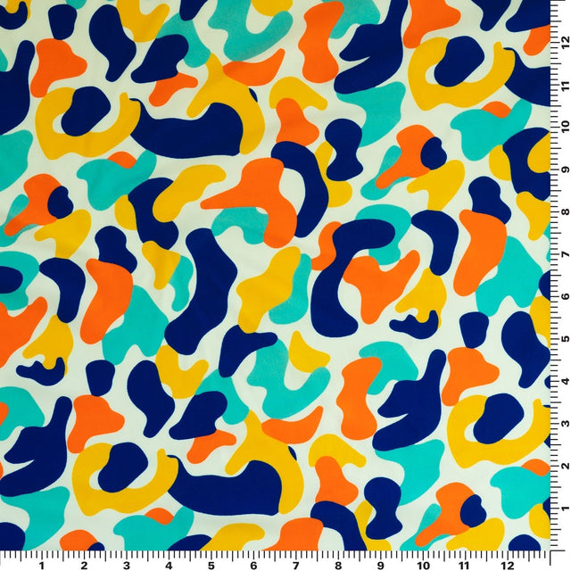 Fun House Camo Printed Nylon Spandex Fabric - Camo Print, Blue Moon, 55/56" Width (1 Yard)