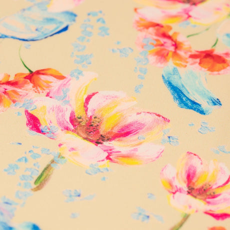 Painterly Flowers Nylon Spandex Fabric - Floral Print, 55/56" Width (1 Yard)