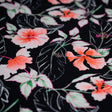 Printed Spandex Hibiscus Flowers Black
