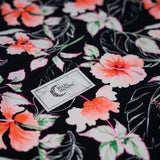 Printed Spandex Hibiscus Flowers Black