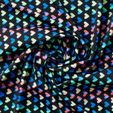 Printed Spandex Rainbow Hearts Fabric