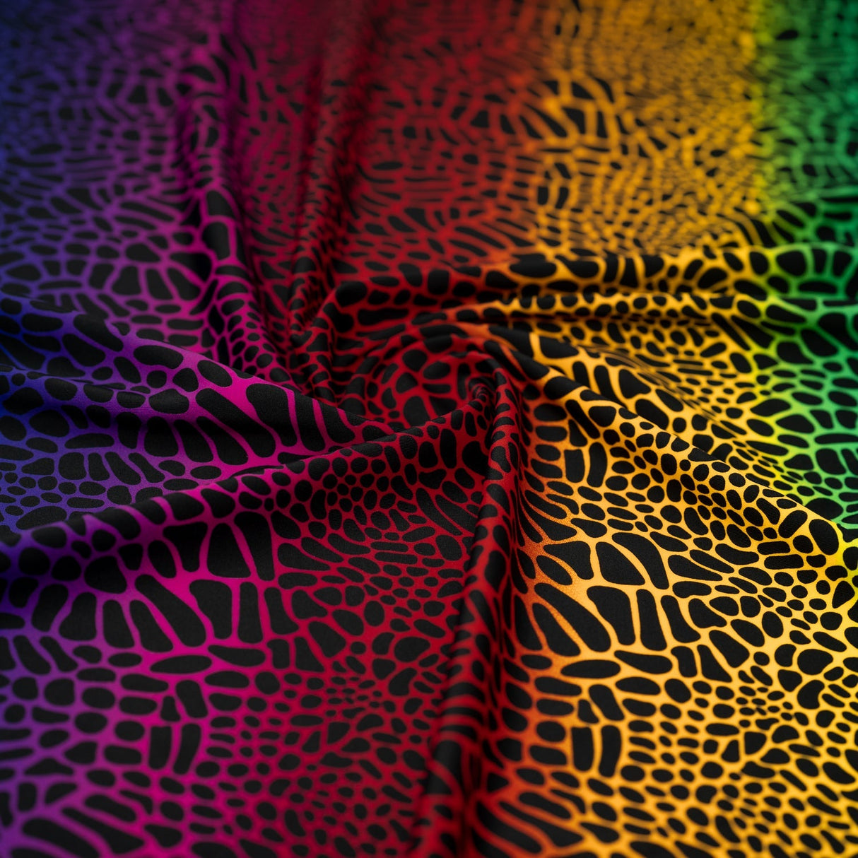Multicolor Safari Spots Nylon Spandex Fabric - Multicolor Safari Spots, 55/56" Width (1 Yard)