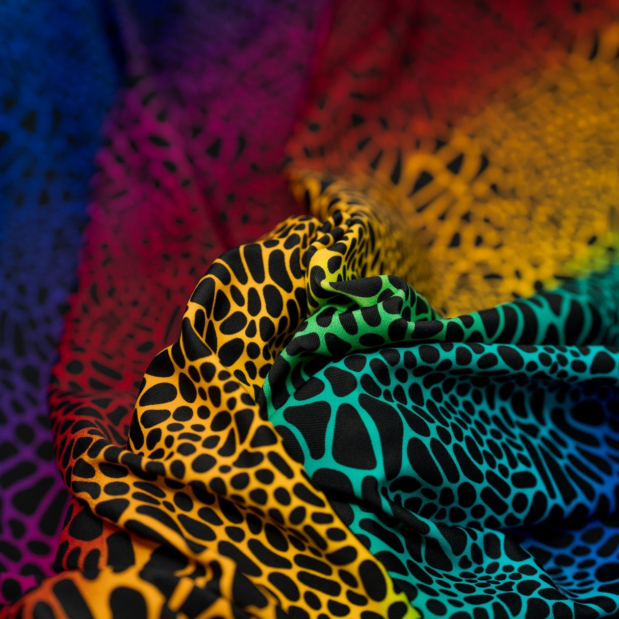 Printed Spandex Fabric Multicolor Safari Spots