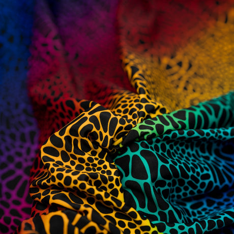 Multicolor Safari Spots Nylon Spandex Fabric - Multicolor Safari Spots, 55/56" Width (1 Yard)