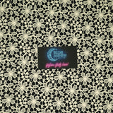 Printed Spandex Ivory Flower Lace on Black