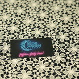 Ivory Flower Lace Pattern On Black Printed Nylon Spandex Fabric - Black, Ivory Floral Lace Pattern, 55/56" Width (1 Yard)
