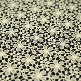 Printed Spandex Ivory Flower Lace on Black