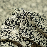 Printed Spandex Ivory Flower Lace on Black