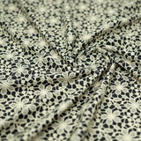 Printed Spandex Ivory Flower Lace on Black