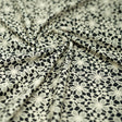 Ivory Flower Lace Pattern On Black Nylon Spandex Fabric - Black, Ivory Floral Lace Pattern, 55/56" Width (1 Yard)
