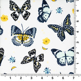 Butterflies And Ladybugs Printed Nylon Spandex Fabric - Blue, Butterflies And Ladybugs Print, 55/56" Width (1 Yard)