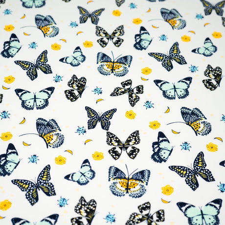 Printed Spandex Butterflies and Ladybugs Blue