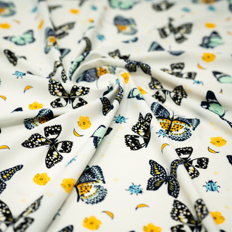 Printed Spandex Butterflies and Ladybugs Blue