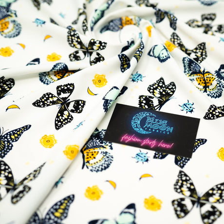 Printed Spandex Butterflies and Ladybugs Blue